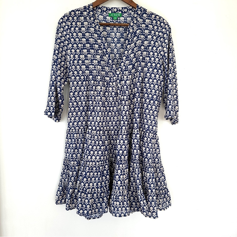 J. Crew Blue and Cream Buttoned Sundress
